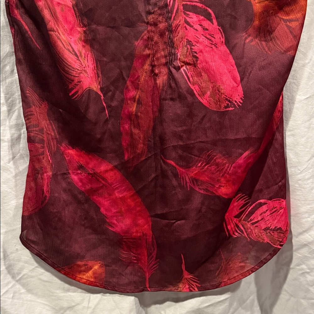 New York & Company Burgundy and Pink Feather Blouse - Picture 8 of 8
